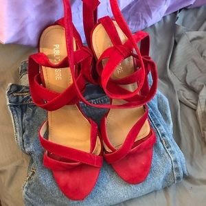 Public Desire red lace up heels